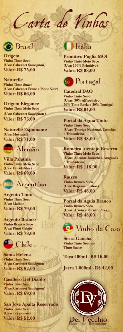 Carta De Vinhos Exemplos